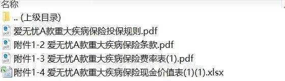 昆仑健康爱无忧A款重大疾病保险条款费率现金价值投保规则.zip
