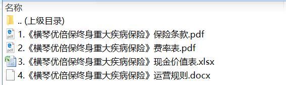 横琴优倍保终身重大疾病保险保险条款费率现金价值运营规则.zip