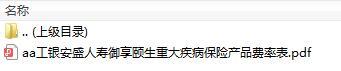 工银安盛人寿御享颐生重大疾病保险产品费率表.zip