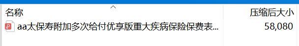 太保寿附加多次给付优享版重大疾病保险保费表费率表.zip