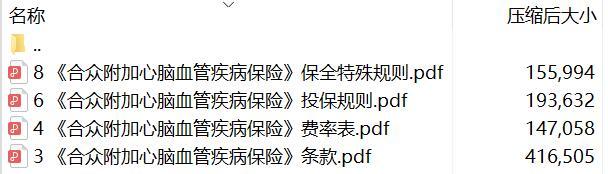 合众附加心脑血管疾病保险条款费率表投保保全规则.rar