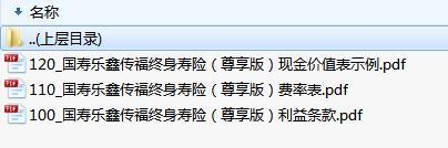 国寿乐鑫传福终身寿险尊享版利益条款费率表现金价值表示例.rar