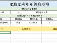 弘康弘利年年终身寿险计划书.xlsx