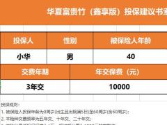 华夏富贵竹鑫享版年金保险计划书节节高养老.xlsx