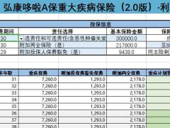 弘康哆啦A保重大疾病保险2.0版计划书含附加险.xlsx