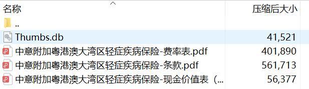 中意附加粤港澳大湾区轻症疾病保险条款费率现金价值.rar