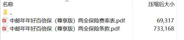中邮年年好百倍保尊享版两全保险条款费率.rar