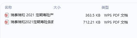 瑞泰瑞和2021定期寿险条款费率.rar