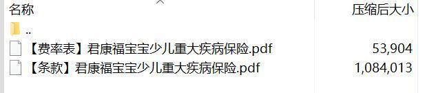 君康福宝宝少儿重大疾病保险条款费率.rar