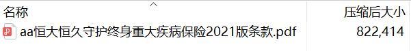 恒大恒久守护终身重大疾病保险2021版条款.rar