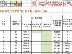 泰康乐鑫年年年金保险产品计划利益演示表嘉福1号版.xlsm