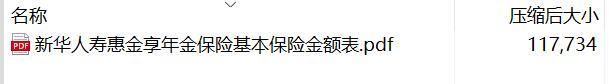 新华人寿惠金享年金保险基本保险金额表.rar