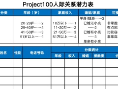 保险公司新人拓客Project100人际关系潜力表.xlsx