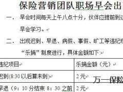 保险营销团队职场早会出勤制度1页.doc