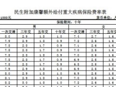 民生附加康馨额外给付重大疾病保险费率表.zip