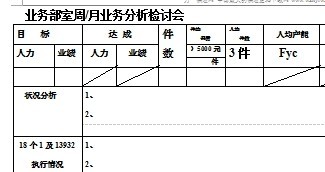 业务部室周月业务分析检讨会表格2页.doc