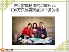 癌症家属杨洋沉重压力100万只够买我爸10个月的命26页.ppt