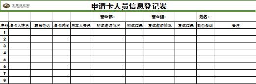 千里马增员准增员名单申请卡人员信息登记表.rar