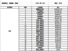 2014年前9月江苏湖南人寿保险保费排名榜.xls