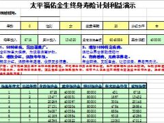 太平人寿福佑金生利益演示速查表.xls