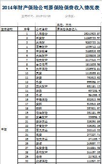 2014年财产保险公司保费收入排名表.xls
