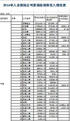 2014年人身保险公司保费收入排名表.xls