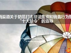 营销渠道关于防范打击非法集资和销售行为管理十大禁令的宣导20页.ppt