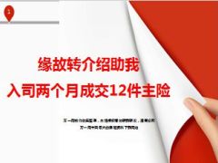 分享缘故转介绍助我入司两个月成交12件主险39页.ppt