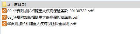 华夏附加长相随重大疾病保险条款费率表.rar