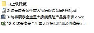瑞泰康泰金生重大疾病保险条款费率表现金价值表.rar