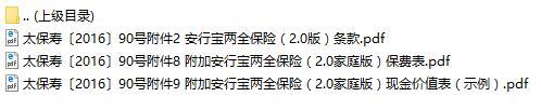 太平洋人寿安行宝两全保险条款费率表现金价值表.rar