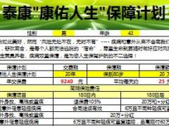 泰康健康宝自动计划书康佑附加优享2页.xls