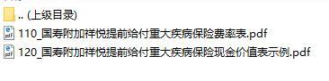 国寿附加祥悦提前给付重大疾病保险费率表现金价值表.rar