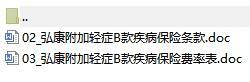 弘康附加轻症B款疾病保险条款费率表.zip