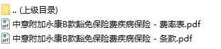 中意人寿附加永康B款豁免保险费疾病保险条款费率表.rar