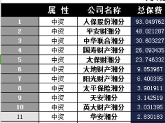 湖南省2016年前11月财险公司总保费排行榜.xls