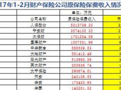2017年前2月财产保险公司原保险保费收入排名表.xls