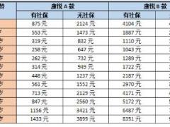 国寿康悦医疗险AB款费率表.rar