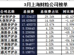 上海2017年前3月财险公司总保费排行榜.xls