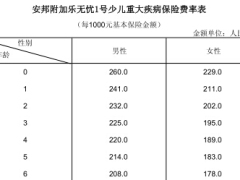 安邦附加乐无忧1号少儿重大疾病保险费率表1页.rar