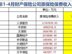 2017年前4月财产保险公司原保险保费收入排名表.xls