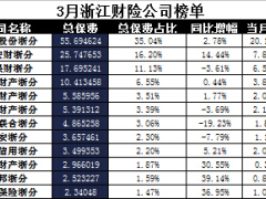 浙江省2017年前3月财险公司总保费排行榜.xls