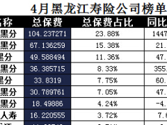 黑龙江2017年前4月寿险公司总保费排行榜.xls