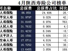 陕西省2017年前4月寿险公司总保费排行榜.xls