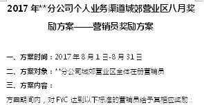 2017省分公司个险渠道城郊营业区8月营销员奖励方案2页.doc