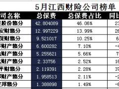 江西省2017年前5月财险公司总保费排行榜.xls