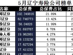 辽宁省2017年前5月寿险公司总保费排行榜.xls