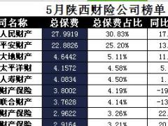 陕西省2017年前5月财险公司总保费排行榜.xls