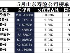 山东省2017年前5月寿险公司总保费排行榜.xls