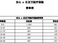 安心财产保险安心综合医疗AB款条款费率表.rar